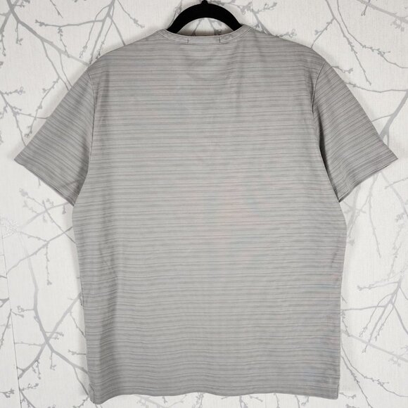 Robert Barakett Silver Striped Textured Short Sleeve Henley - Picture 2 of 3